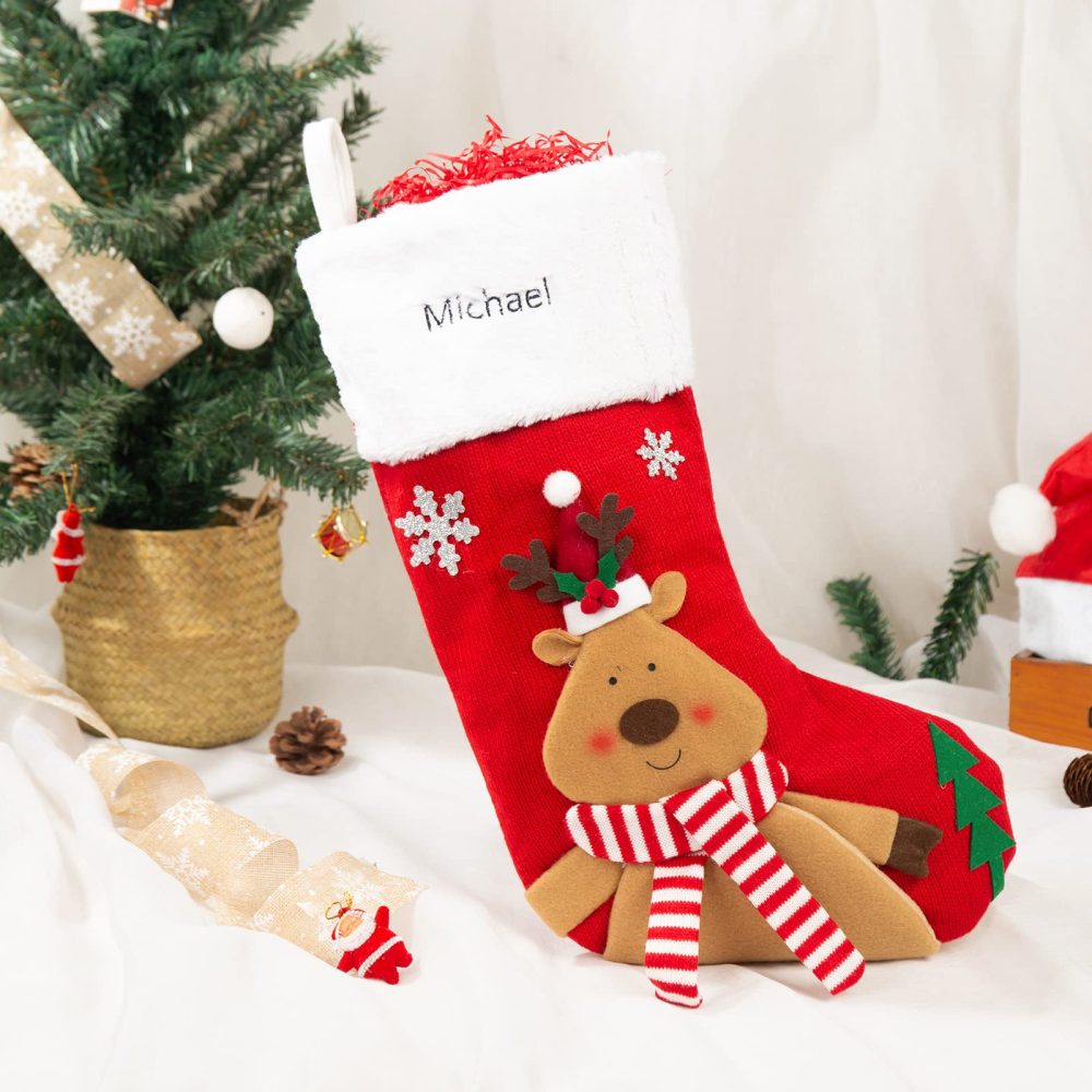 Bycuss Personalized Christmas Stockings,Custom Name Letter Xmas Stockings，Christmas Tree Hangings Bag Fireplace Hanging Stockings，Small Classic Christmas Stockings Party Decoration - Image 8