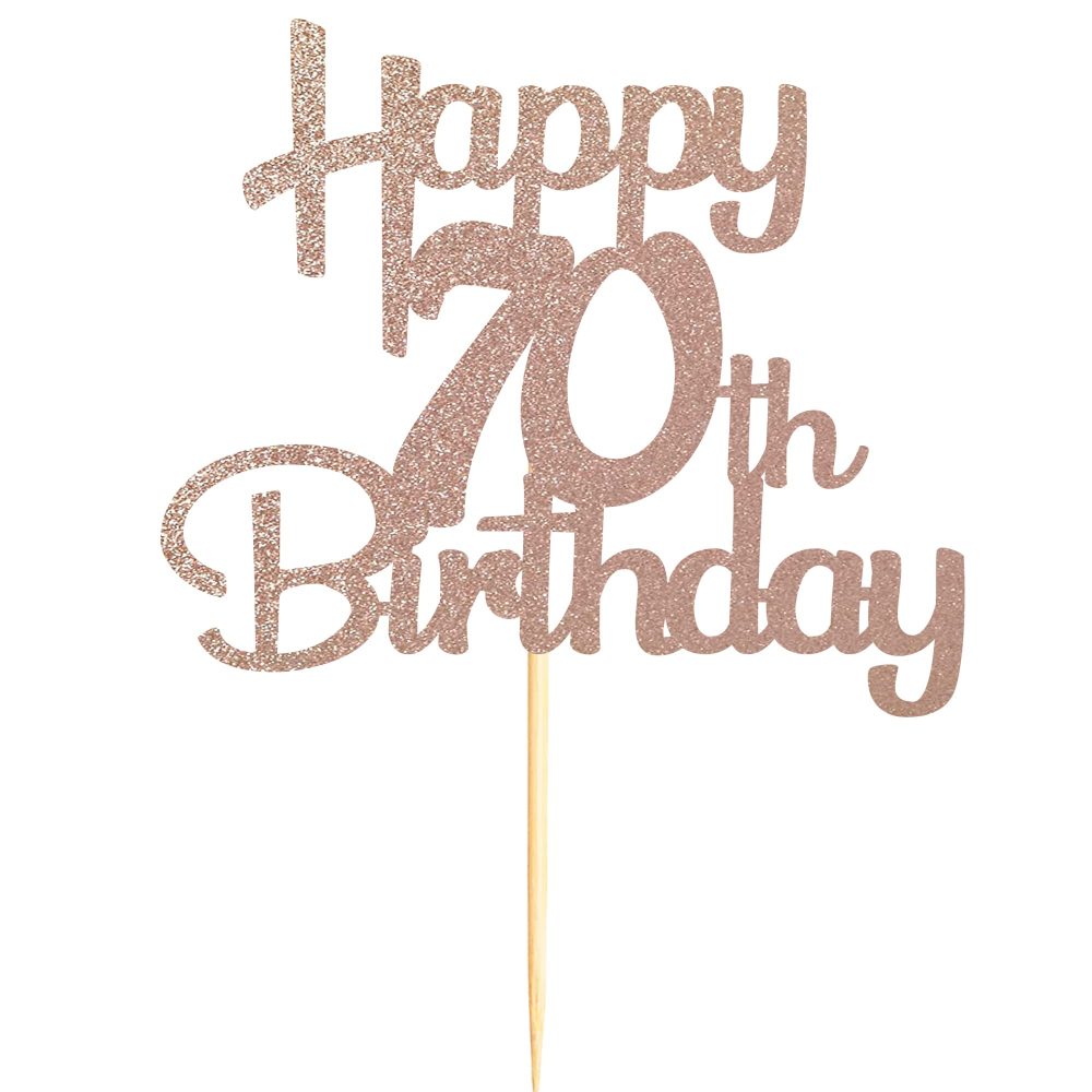 Sotpot Rose Gold Glitter 70 Cake Topper, 70th Birthday Cake Decorations for Birthday Party Anniversary Party Supplies - Image 2
