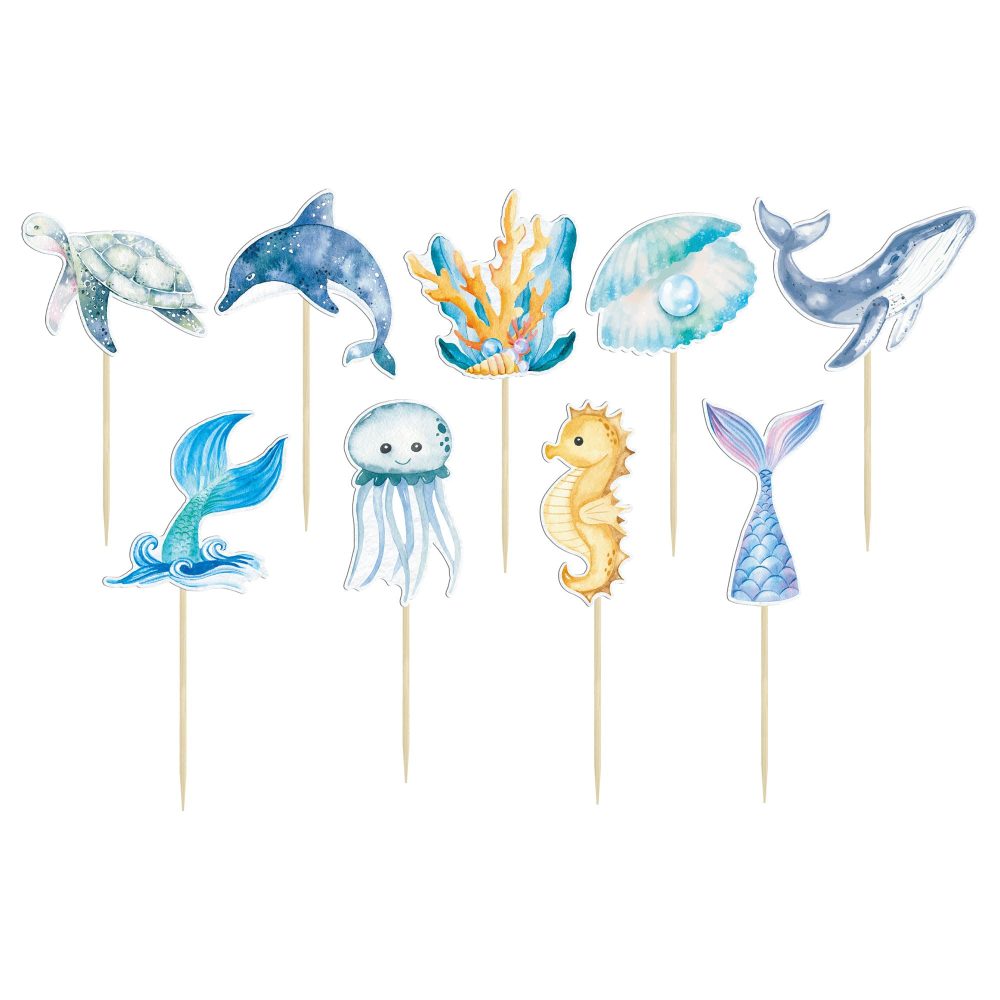 Gyufise 36Pcs Mermaid Cupcake Toppers Under the Sea Turtles Octopus Mermaid Tail Cupcake Picks Seahorse Coral Cake Decorations for Under the Sea Theme Baby Shower Birthday Party Supplies - Image 6