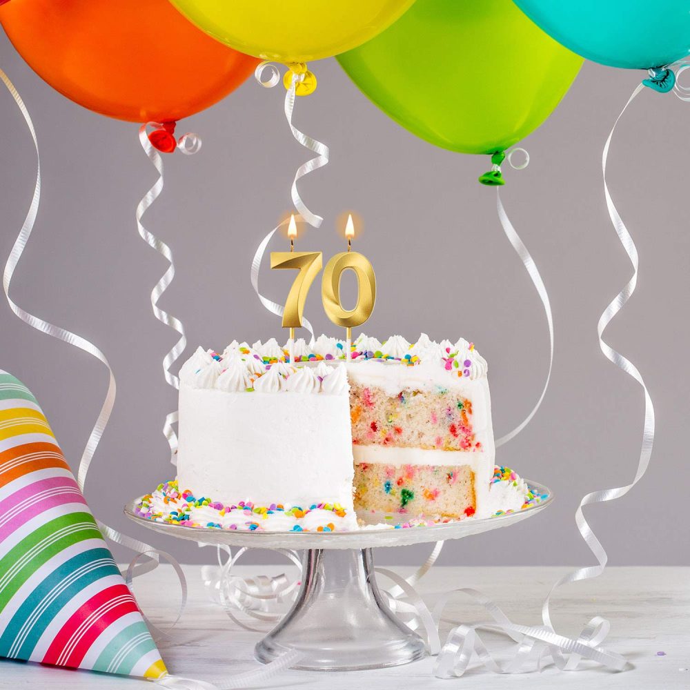 BBTO 70th Birthday Candles Cake Numeral Candles Happy Birthday Cake Topper Decoration for Birthday Party Wedding Anniversary Celebration Supplies (Gold) - Image 6