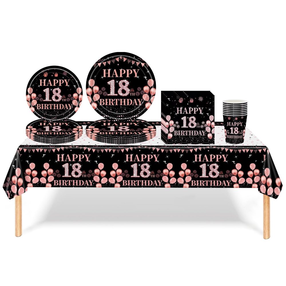16Pack Paper Cups 18th Birthday,Black Rose and Gold Cups 235ml,Disposable Party Cups Paper Cups Black Rose Gold 18th Birthday Cups Party Tableware for Girls,Kids,Her 18th Birthday Party Supplies Table - Image 2