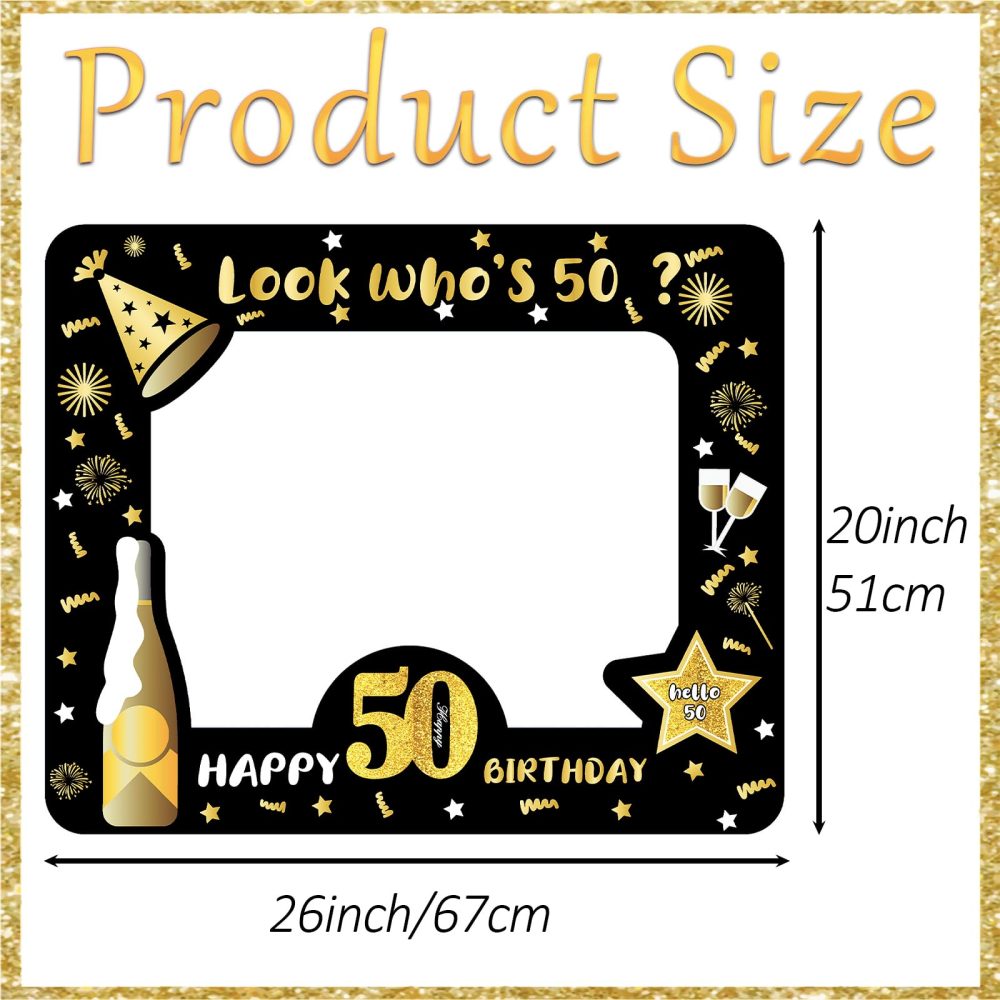 50th Birthday Photo Booth Props,Black Gold Inflatable Selfie Frame Picture Frame,Giant Inflatable Party Photo Booth Frame for 50th Birthday Party Decorations Supplies Men Women Favor Gift - Image 5