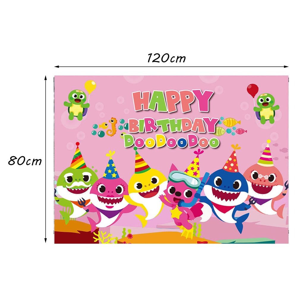 Baby Shark Photo Backdrop Happy Birthday Photography Background for Kids Shark Birthday Decoration - Image 6