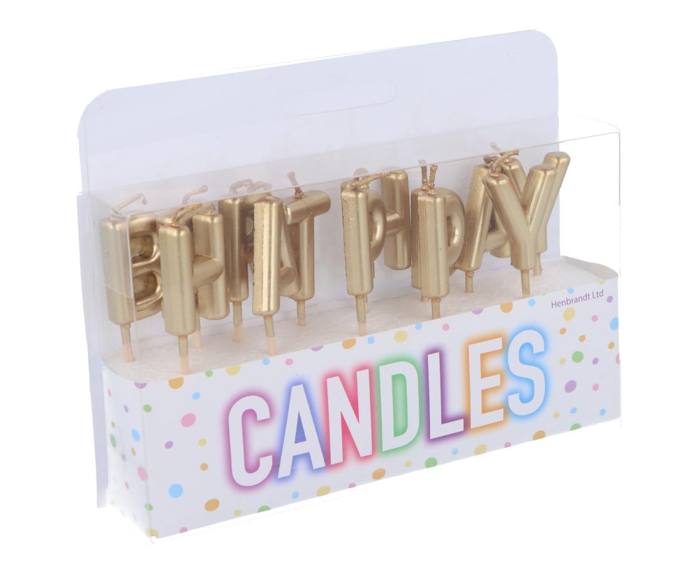 Henbrandt Pack of 13 Gold Happy Birthday Candles on Wooden Picks, Metallic Gold 7cm Lettered Happy Birthday Celebration Candles Cake Topper for Birthday Cake and Cupcake Decorations - Image 8