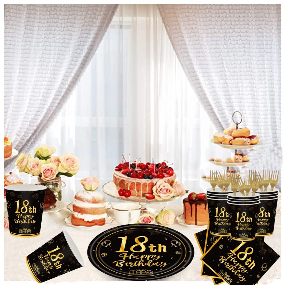 Happy 18th Birthday Paper Cups Black and Gold,16Pc Disposable 18th Tableware Party Cups,18th Birthday Party Decorations Paper Cup for Girls,Boys,Kids,Him,Her 18th Birthday Party Supplies Table Decor - Image 4