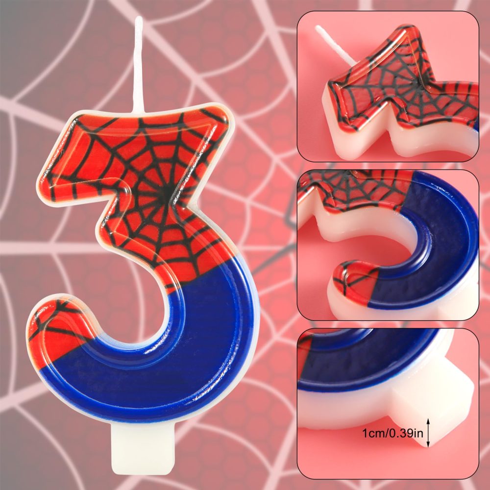Spider Candle, Spider Web Candles Number Candle Cake Topper Candle Birthday Cake Candles Spider Birthday Decorations for Boy Spider Themed Birthday Party Halloween Party Supplies (3) - Image 5