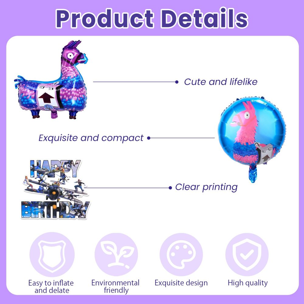 VI2 32PCS Video Game Foil Balloons, Video Gaming Birthday Decoration, with Fort-nite Birthday Banner Cake Decorations Game Foil Balloons Video Game Themed, for Kids Gamers Lovers Party Party Supplies - Image 3