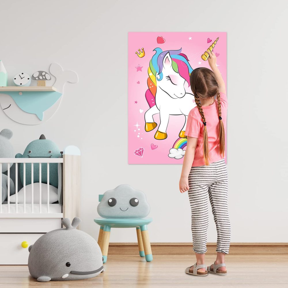 ASTARON Pin The Horn on The Unicorn Birthday Party Game with 30 Horns for Unicorn Party Supplies Favors Girls Rainbow Party Decorations, Pin The Tail Game for Christmas - Image 4