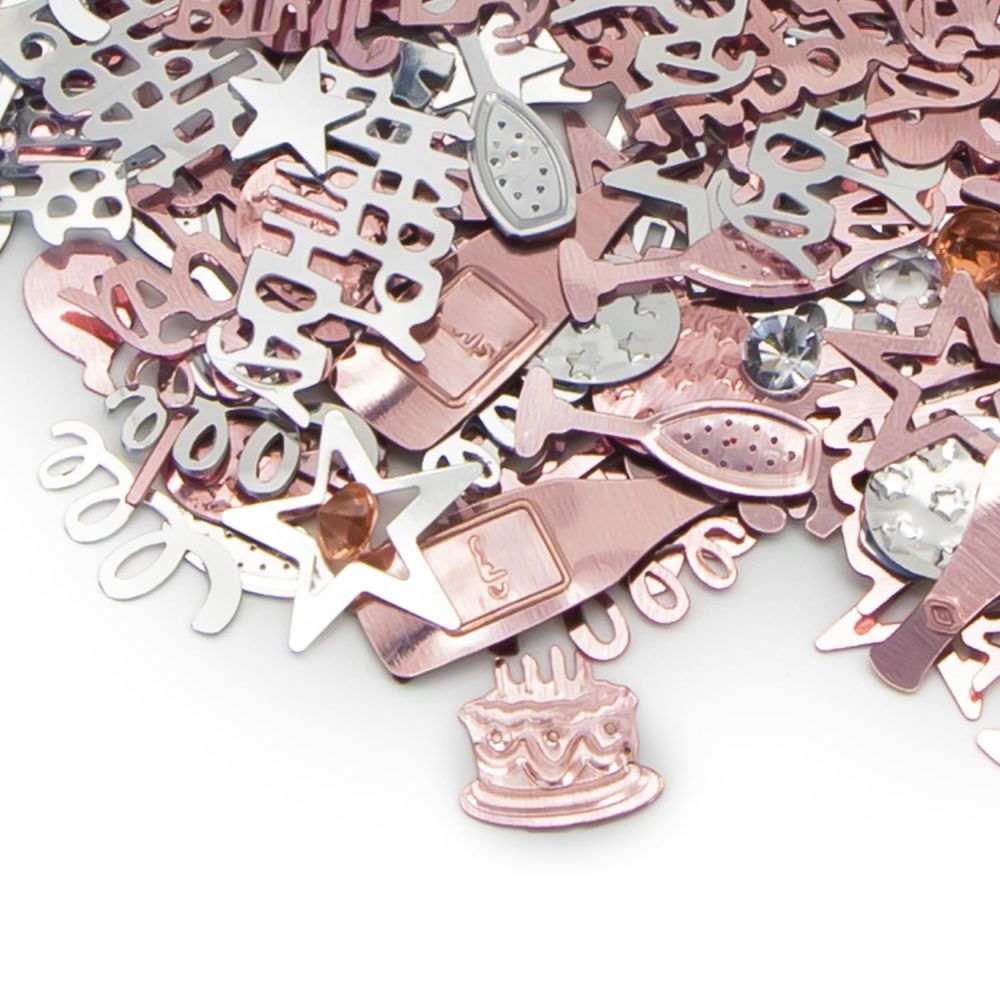 80th Happy Birthday Confetti Pink & Silver Party Decorations Table Décor Foil Metallic Glitz Table Scatter Sprinkles Cards Sprinkles Women Gifts Y3FSRZX (80th) - Image 2