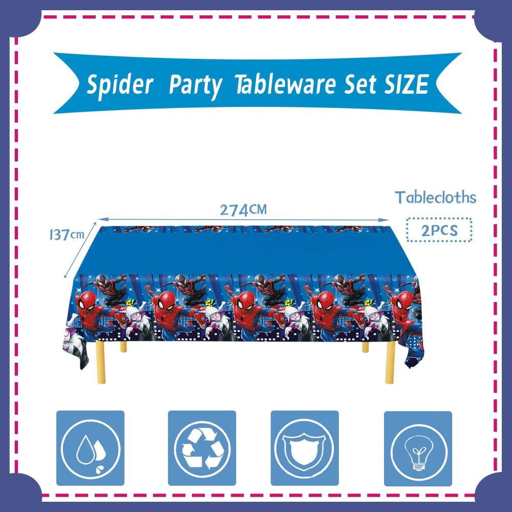 2pcs Superhero Spiderman Table Cloth Tablecover,108*180cm Plastic Marvel Avengers Super Hero Spider-man Party Tablecloths for Kids Boys Birthday Superhero Spiderman Themed Party Decorations Supplies - Image 6