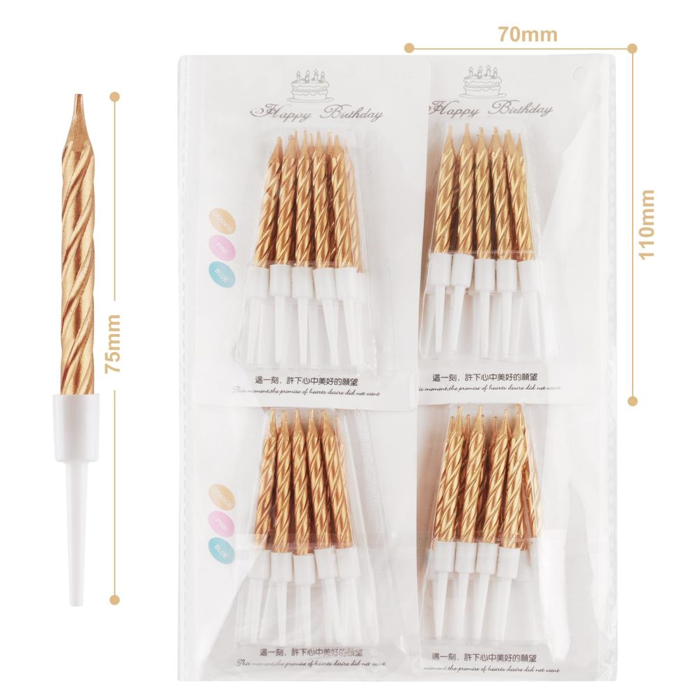 FIHODONE 40 PCS Birthday Candles Girls and Boys,7.5cm Spiral Candles for Cake,Birthday Cake Candles with Holder,Candle for Birthday Party Wedding Cake Decorations - Image 7