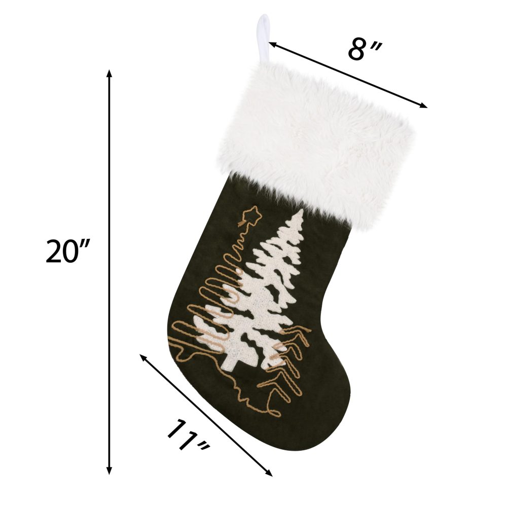 GEX Christmas Stockings 4 Pack for Family Soft Suede with Rope Embroidery Large 20" Fluffy Faux Fur Boho Rustic Farmhouse Country Stockings Decorations Ornaments for Xmas Fireplace (Set of 4) - Image 3