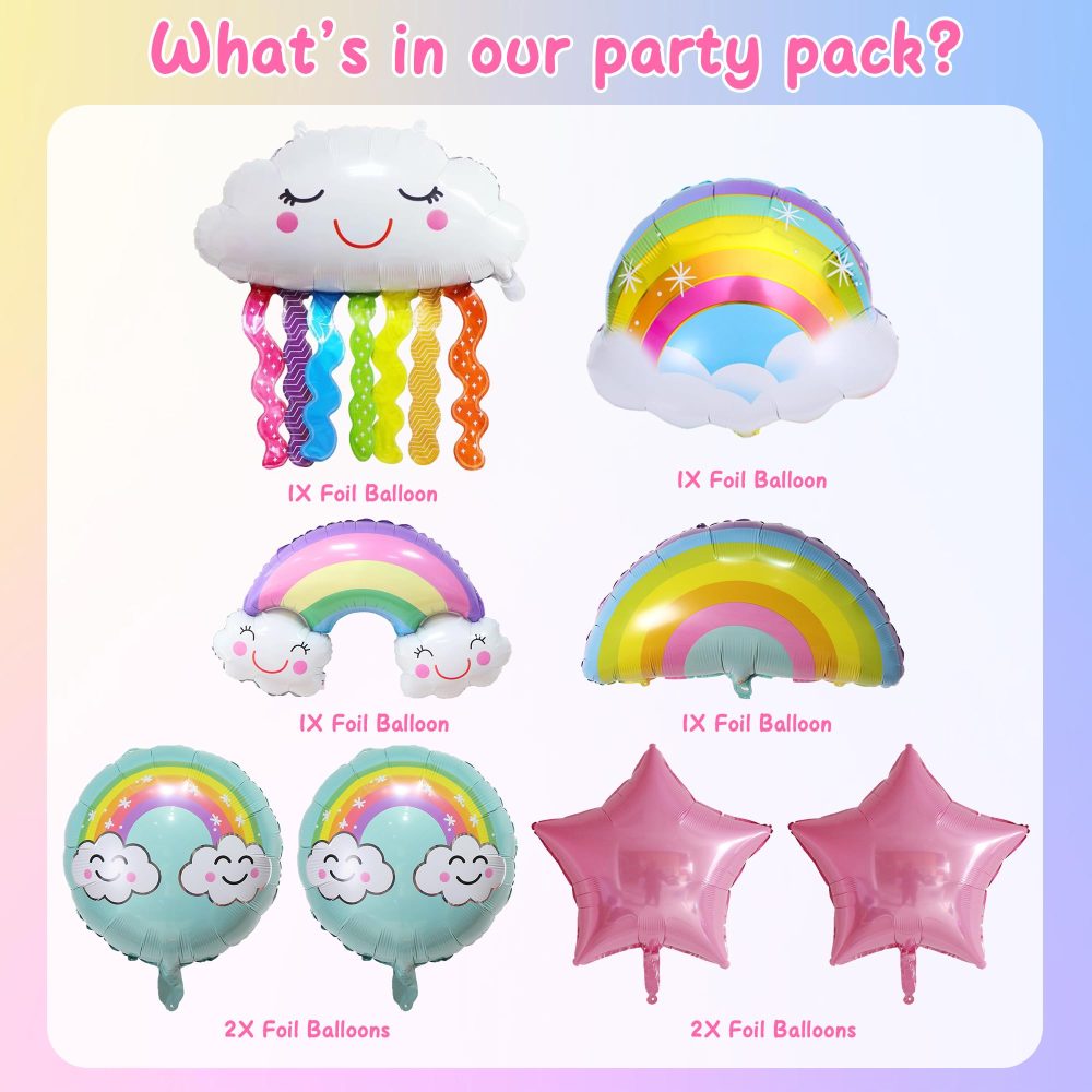 Rainbow Party Decorations Cloud Balloons - 8Pieces Rainbow Balloons Includes Rainbow Cloud Star Round Foil Balloons for Girls Boys Baby Rainbow Cloud Party Supplies - Image 7