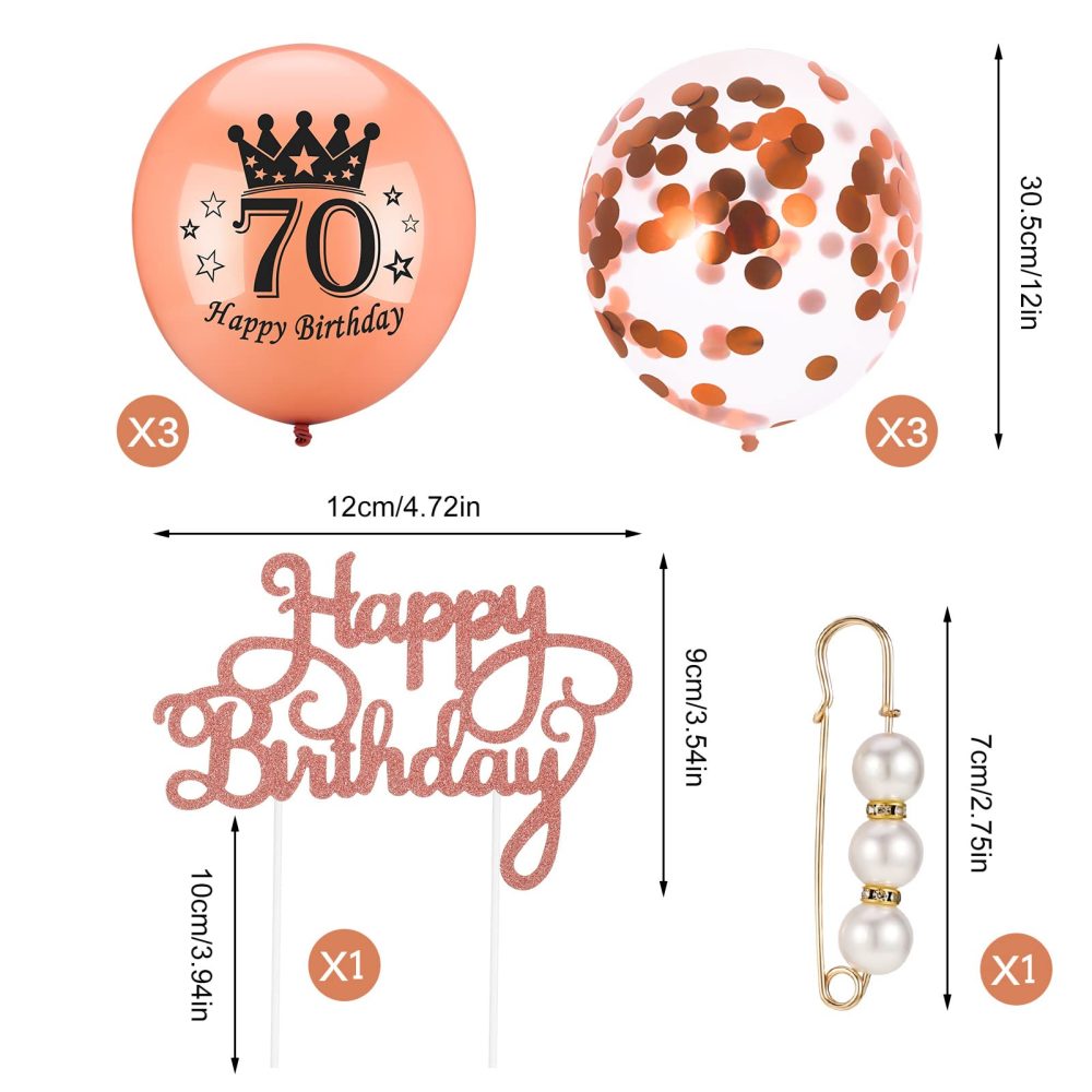 Heyu-Lotus 70th Birthday Sash and Tiara Rose Gold 70& Fabulous Sash Rhinestone Crown Balloons Birthday Cake Topper for Women 70th Birthday Gift Party Supplies (Rose Gold) - Image 5