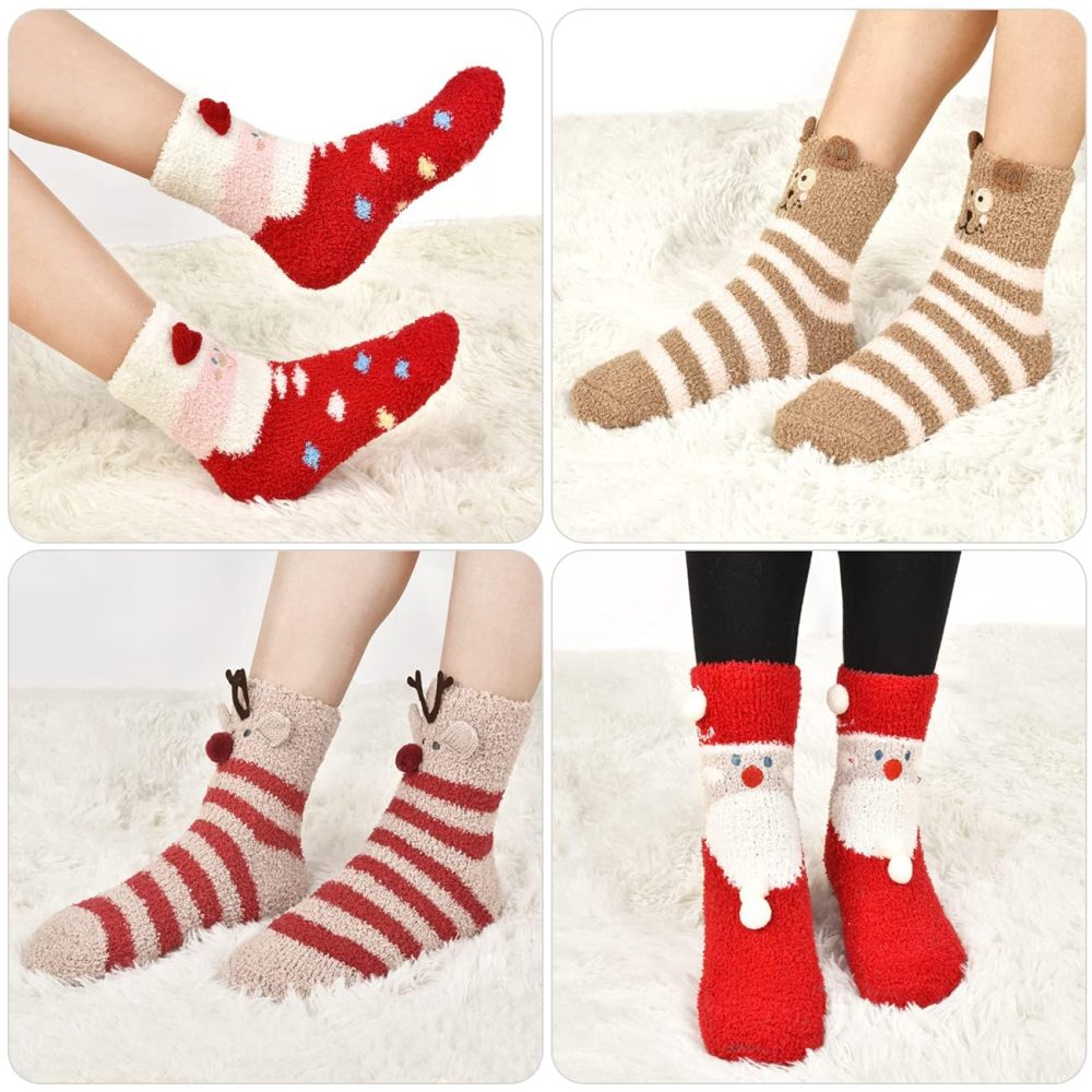 colornival Fluffy Socks Christmas Socks Womens Cosy Slipper Socks Warm Fuzzy Bed Socks Comfy Thermal Winter Socks Sleep Socks Cozy Fleece Socks for Ladies Girls Boys - Image 3