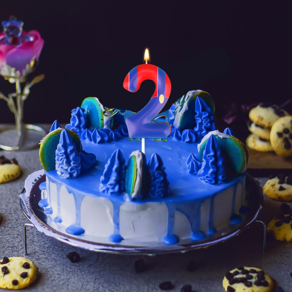 Red Blue Birthday Candles, Birthday Candles Numbers Cartoon Game Themed Cake Topper Candles Birthday Cake Decorations for Boys Girls Kids Party Decor Celebration Supplies (Number 7) - Image 3