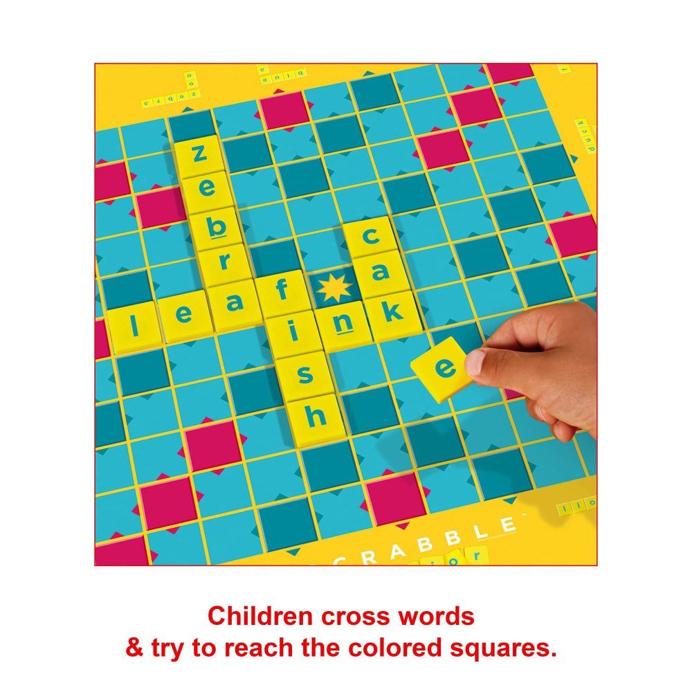 Mattel Games Scrabble Junior, Kids Crossword Board Game, English Version, Family Board Game for Kids, Word Game for Kids, 2 to 4 Players, Ages 6 to 10, English Version, Y9667 - Image 3