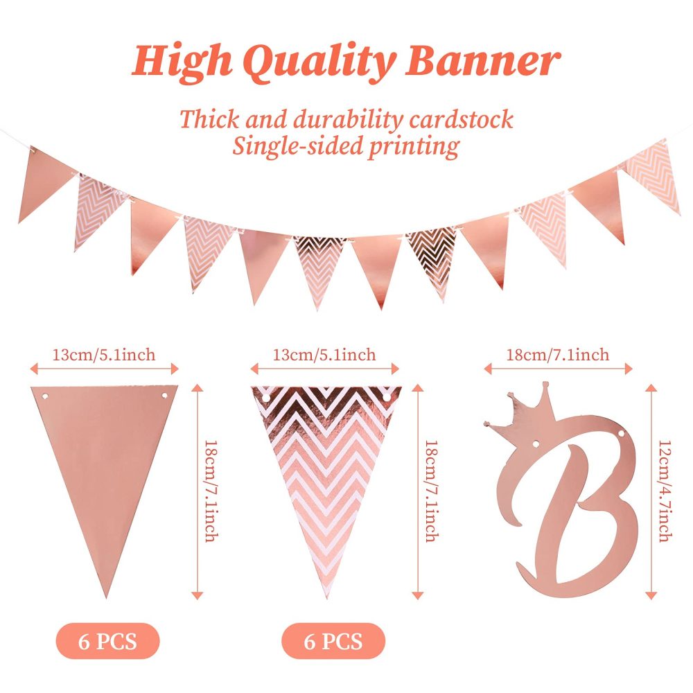 Beainfir 40th Birthday Decorations Set Include Rose Gold Happy 40th Birthday Banner,Triangle Flag Banner,Confetti Latex Balloons and Foil Balloons for Party Decoration Supplies for Girls and Boys - Image 7