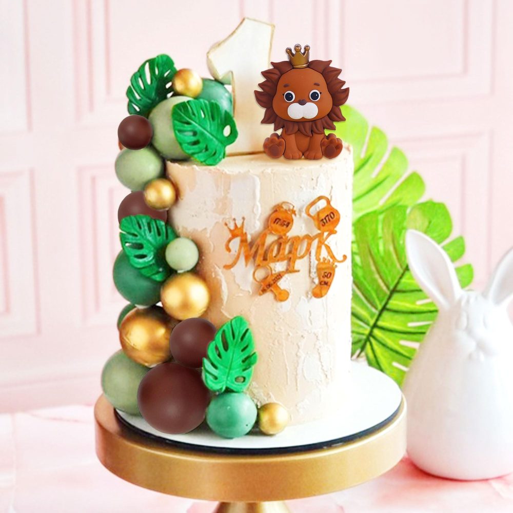 JeVenis Lion Cake Topper Lion Birthday Decorations Safari Animal Cake Toppers Safari Cake Topper Wild One Cake Topper Jungle Baby Shower Cake Topper Safari Baby Shower Cake Decorations - Image 3