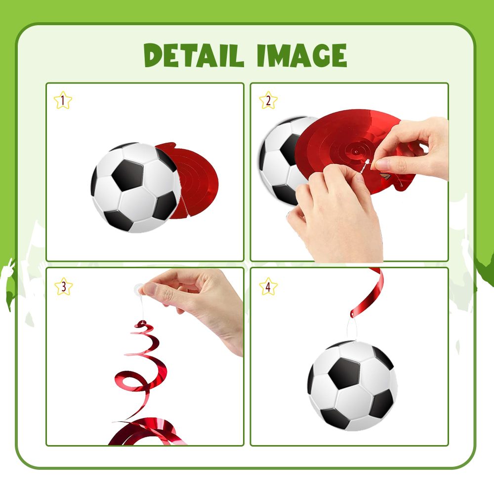 Football Hanging Swirl Party Decoration - 36 Pieces Football Party Decoration Football Banner Garlands Football Hanging Swirls Pattern Cards Soccer Bunting For Boys Kid Football Fans Birthday Party - Image 5