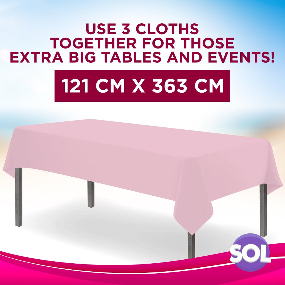 12pk Pink Table Cloths Party | 121 x 121cm | Plastic Table Cover Party | Baby Pink Table Cloth Party Table Cover | Pink Party Table Cloth | Pink Table Cover | Pink Tablecloth | Pink Plastic Tablecloth - Image 5