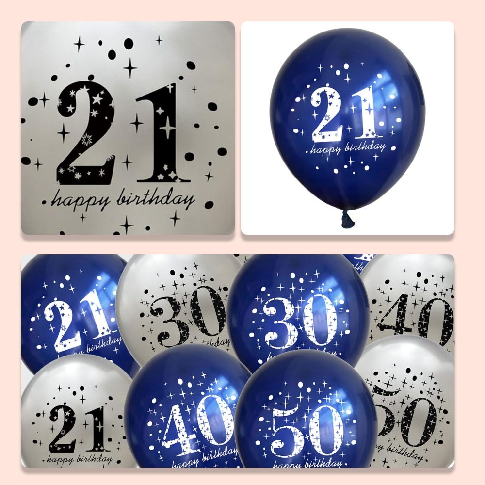8 Pieces happy birthday balloons, 12 inch latex balloons, 21th birthday men and women 21th anniversary balloons, without ribbons, party balloon decorations for birthdays (Number 21) - Image 7
