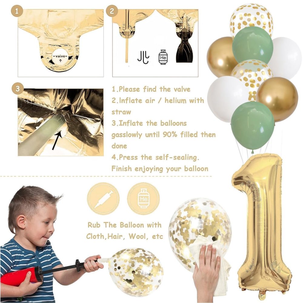 70th Birthday Decorations for Men Women, Sage Green White Gold Birthday Balloons with Happy 70th Birthday Banner 70th Birthday Cake Decoration Number 70 Balloon for 70 Year Old Birthday Party Decor - Image 2
