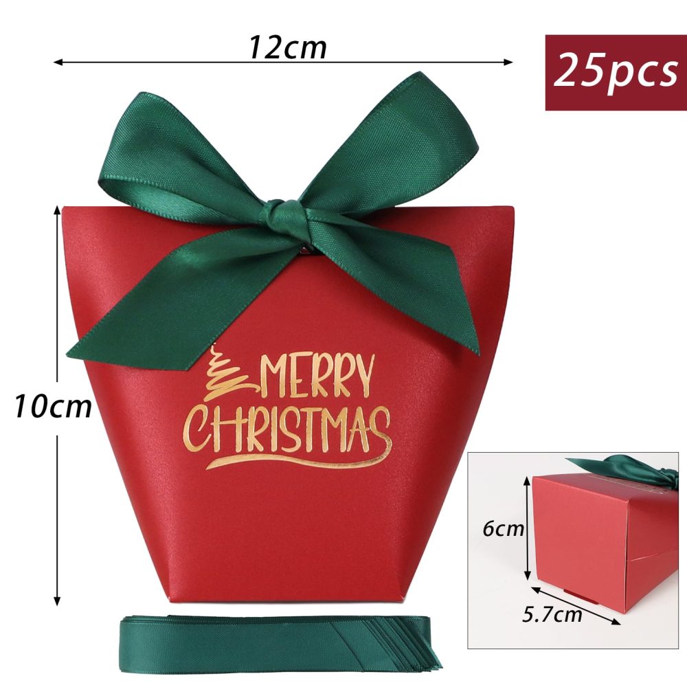25pcs Christmas Small Gift Boxes Favour Boxes Xmas Sweet Boxes Empty Christmas Eve Party Treat Boxes with Ribbon - Image 7