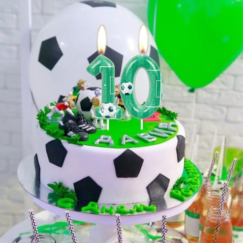 Birthday Number Candles, Football Birthday Number Candles, Green Number Cake Candles with 20 Extension Rods, Party Decorations for Unforgettable Celebrations - Image 3