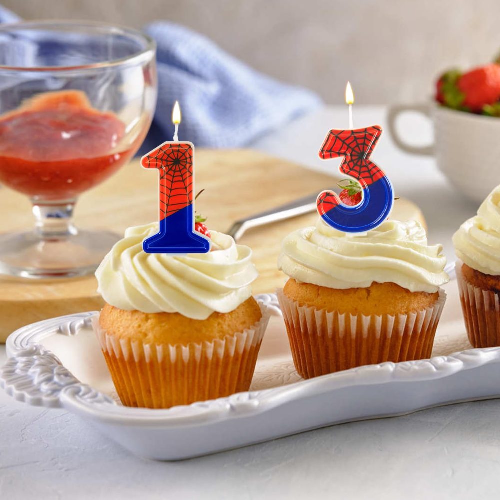 Spider Candle, Spider Web Candles Number Candle Cake Topper Candle Birthday Cake Candles Spider Birthday Decorations for Boy Spider Themed Birthday Party Halloween Party Supplies (3) - Image 3