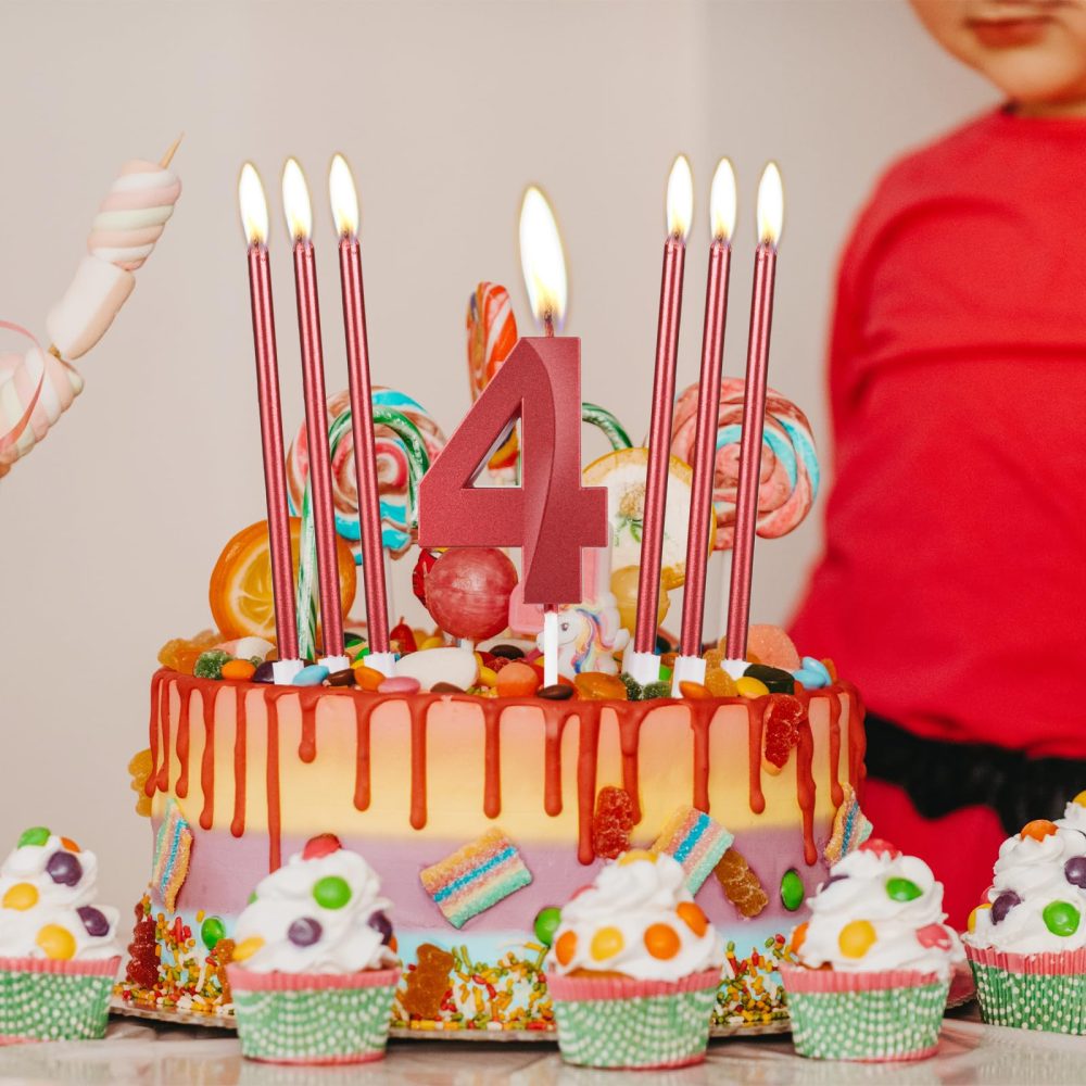Red 18th Birthday Candles, Girls 18th Birthday Decorations, Red 3D Number 18 Candles, Red Long Candle, Red Candle Cake Topper for Girls Kids Women Birthday Party Wedding Anniversary Supplies - Image 2