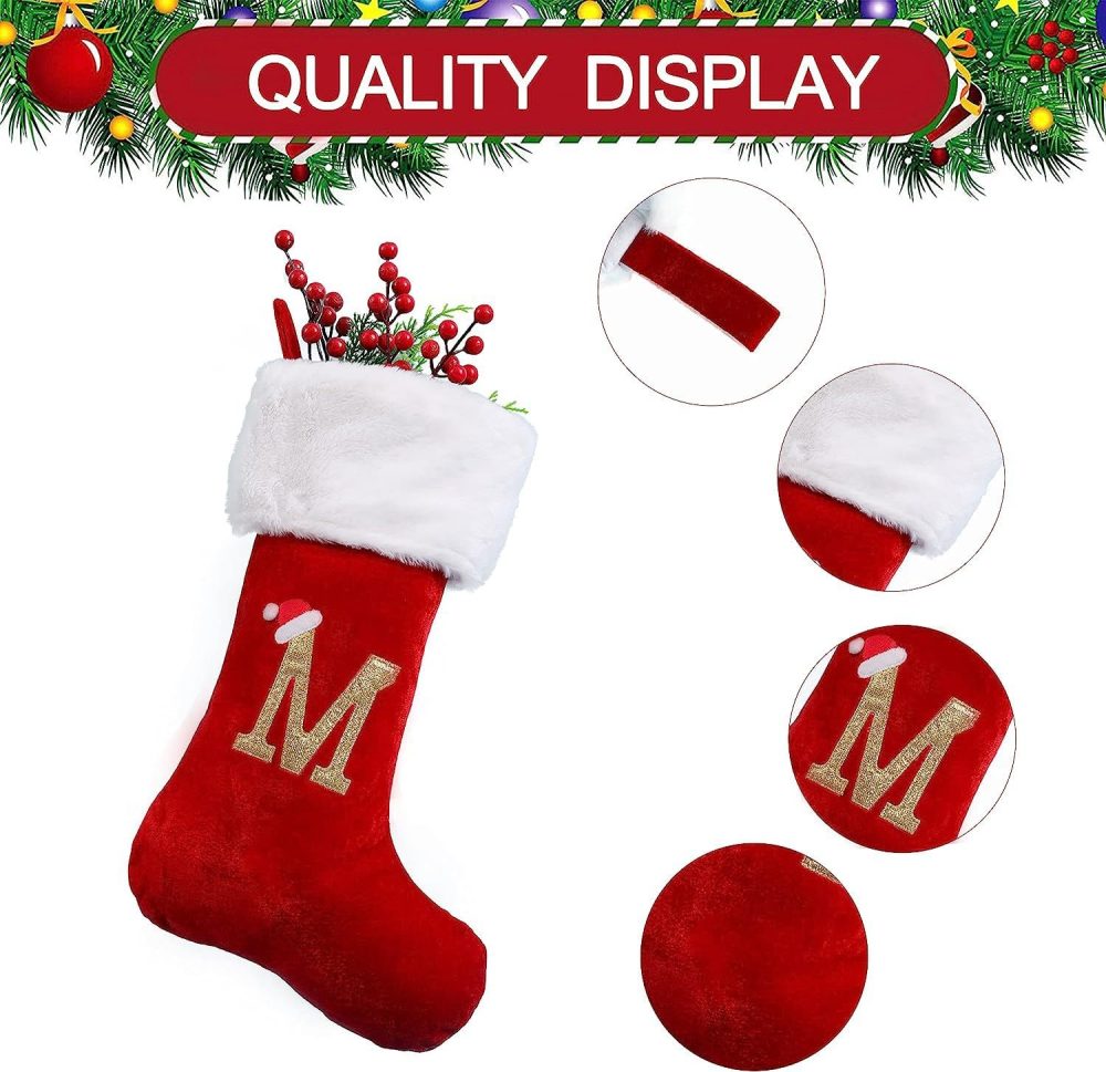 Sulobom Christmas Stocking, Personalised Letter Christmas Stockings, 18 Inch Large Xmas Stockings,Personalised Stocking Xmas Decorations for Family Holiday Season Decor (A) - Image 4