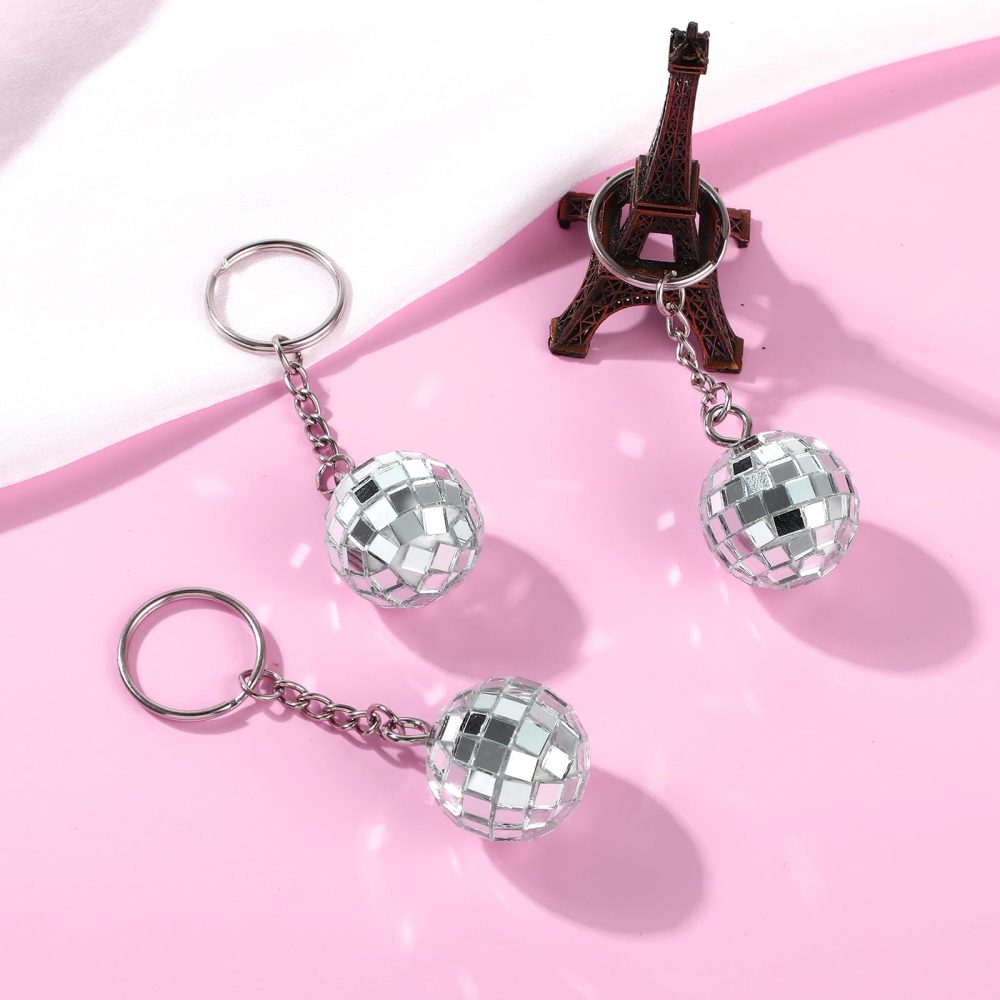 Disco Ball Keychain, 24 Pieces Disco Ball Party Favors Keychain 70s Disco Keychain Silver Mirror Ball Keychain Ball Party Supplies 1970s Party Favors Set for Halloween Christmas Party Decorations - Image 2