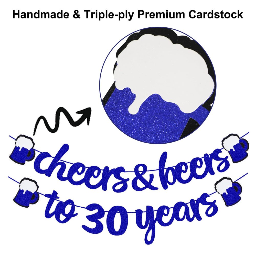 30th Birthday Decorations, 30th Birthday Decorations for Men, Happy 30th Birthday balloons with Navy Blue Cheer to 30 Years Banner, Silver Confetti Latex Balloons for Party Supplies Him Women Her - Image 6
