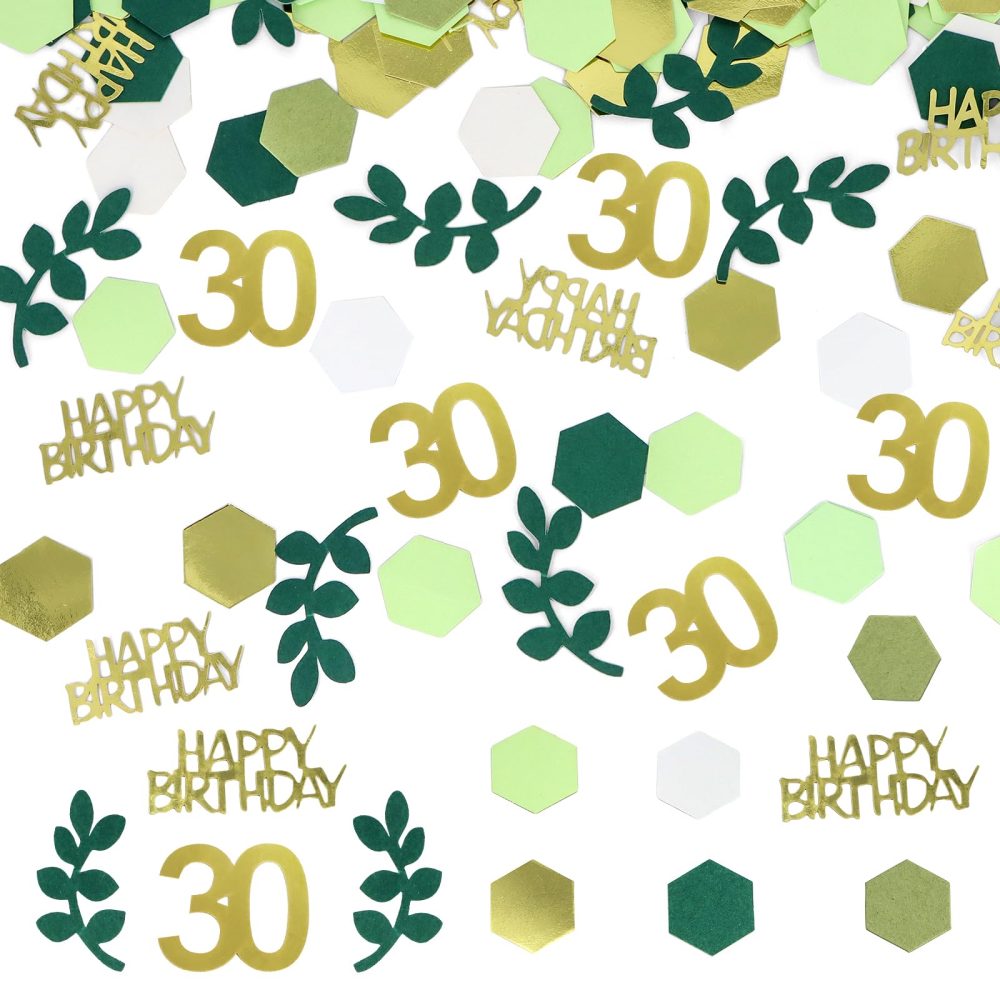 WenmthG 30th Birthday Confetti Green & Gold 200Pcs - Happy Birthday Table Decoration 30g - Party Decorative Confetti for Men Women - 30th Birthday Party Supplies - Party Favours