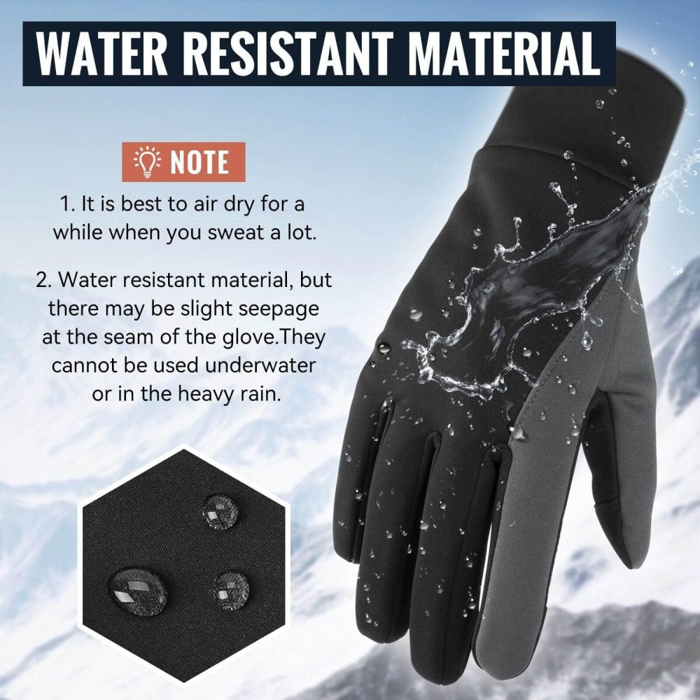 OZERO Warm Winter Gloves: Anti Slip Touchscreen Gloves Waterproof and Windproof Thermal Cycling Glove Cold Weather Running Gloves for Men Women Outdoor Walking Biking Driving - Black (S) - Image 7