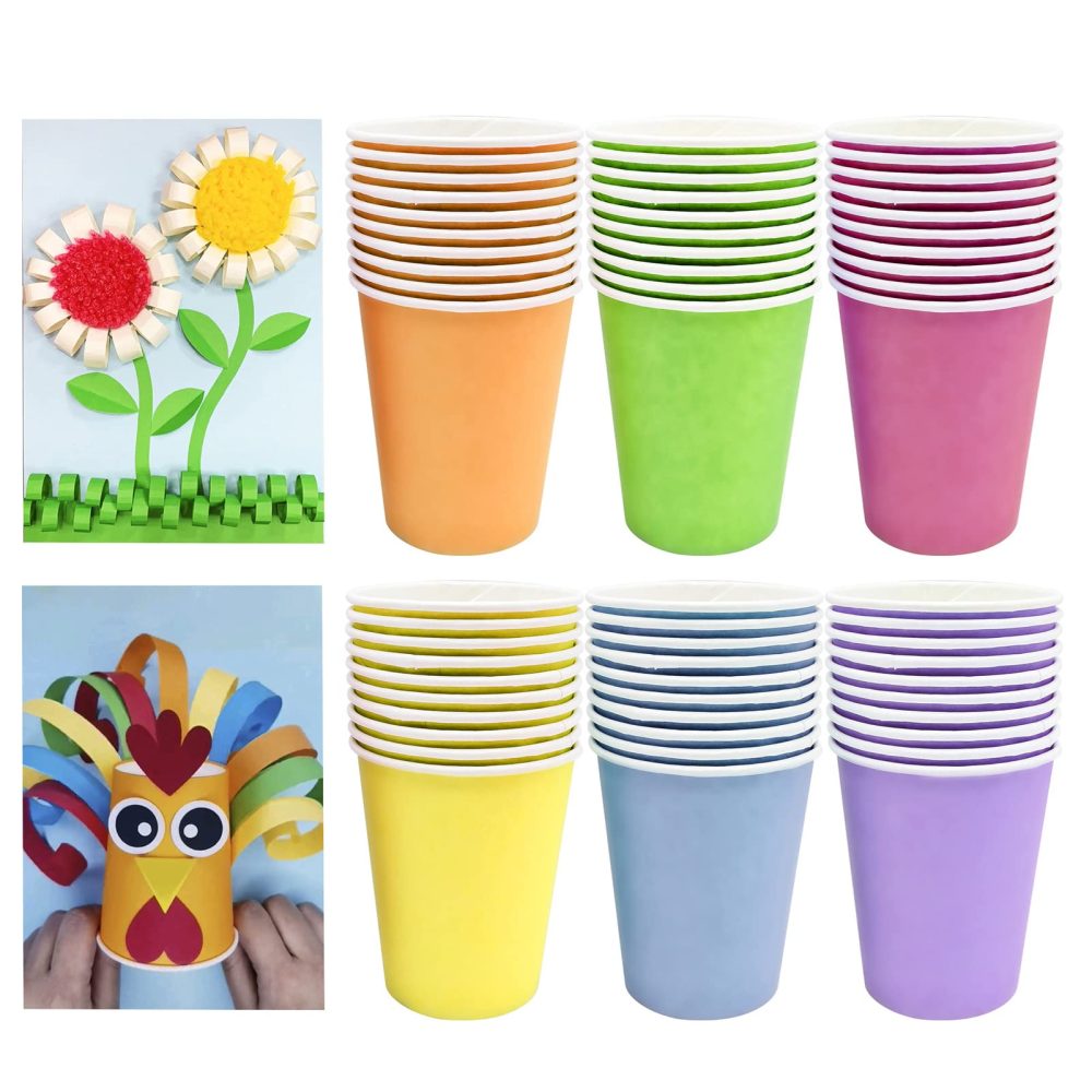Cisolen 60 Pieces Disposable Paper Cups Color Paper Cups Multicolor Party Cups Drinking Cups Disposable Cups for Party Birthday Decoration Wedding