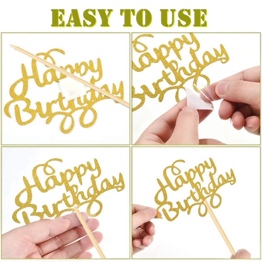 Happy 70th Birthday Cake Topper in Glitter Card,Happy Birthday Cupcake Toppers Gold 70th Birthday Party Decor,Glitter Cake Decoration for Birthday Anniversary Party Decorations(70th, Gold) - Image 3
