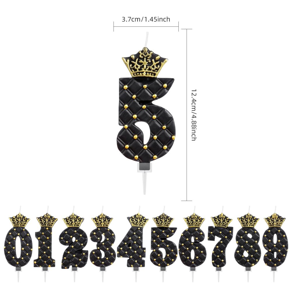 3D Diamond Crown Black and Gold Number 21 Candle, Elegant and Beautiful Happy Birthday Cake Topper for Adult/Children's Party/Home Baking Decoration and Holiday Celebration (3.34inche Number 21 black) - Image 7