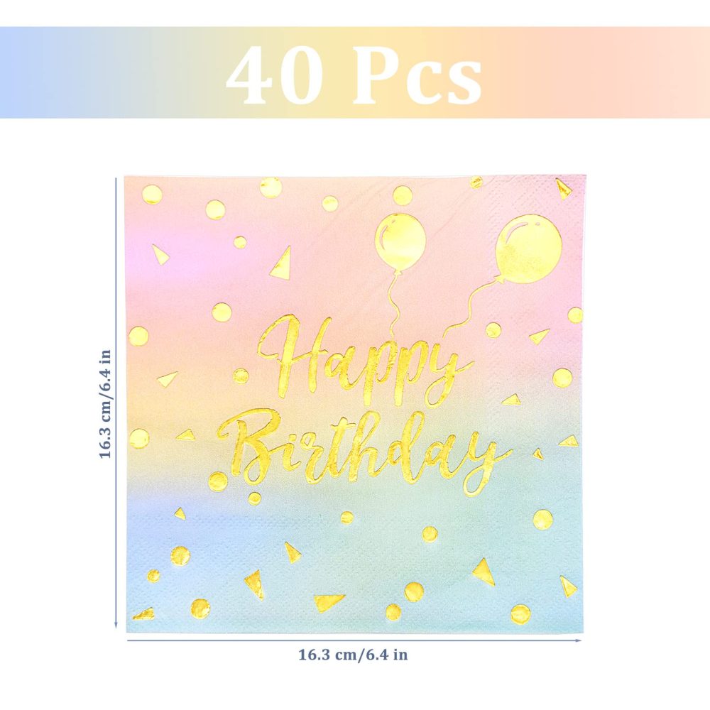 INHEMING 40 Pcs Happy Birthday Napkins for Women, Paper Napkins Serviettes Birthday Napkins for Girls Kids Women Birthday Party, 2-Ply - 33 x 33 cm - Image 7