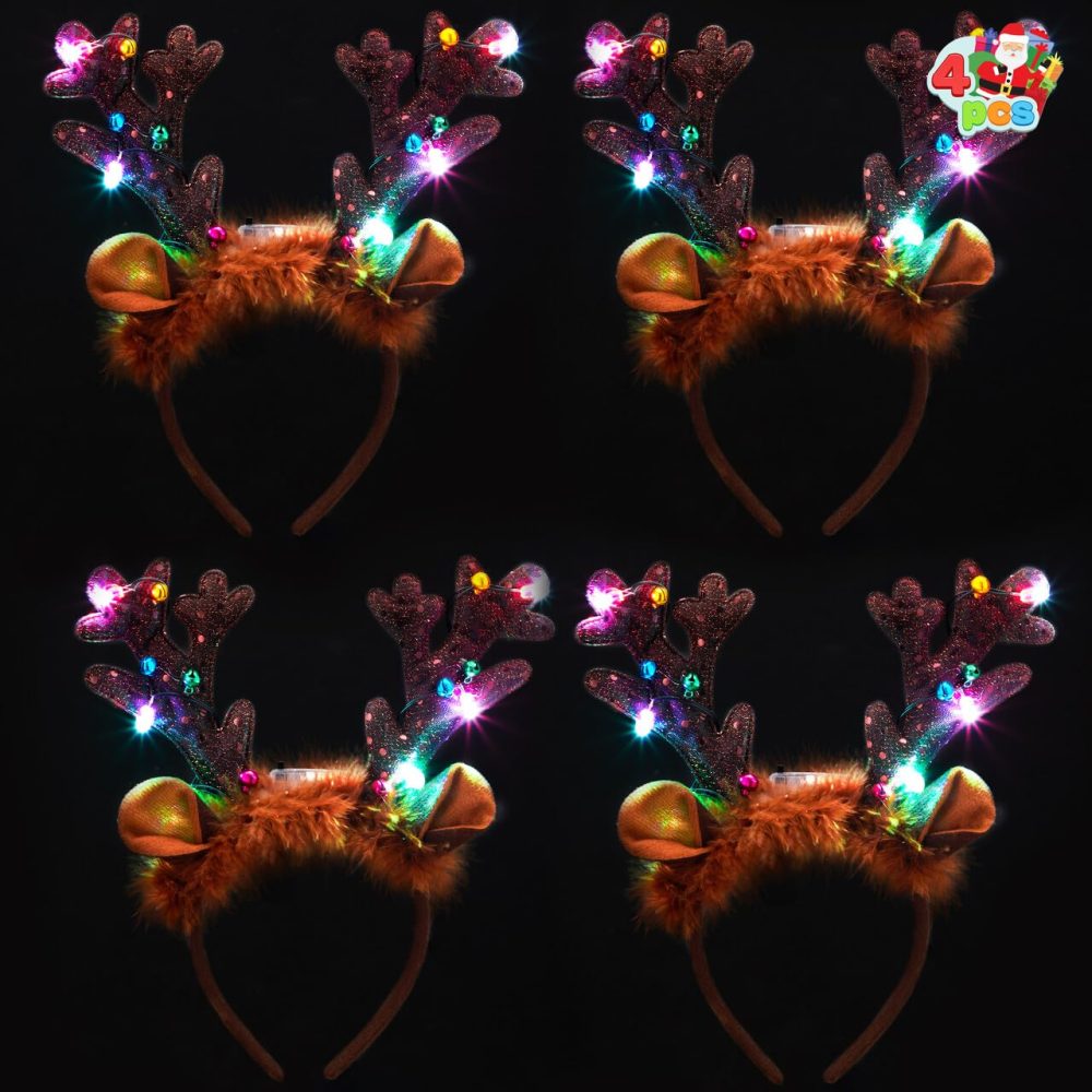 JOYIN 4Pcs Light-Up Reindeer Headband, Christmas LED Antlers Reindeer Hat Headbands Holiday Headbands for Christmas Supplies and Holiday Parties Favors (ONE SIZE FITS ALL) - Image 8
