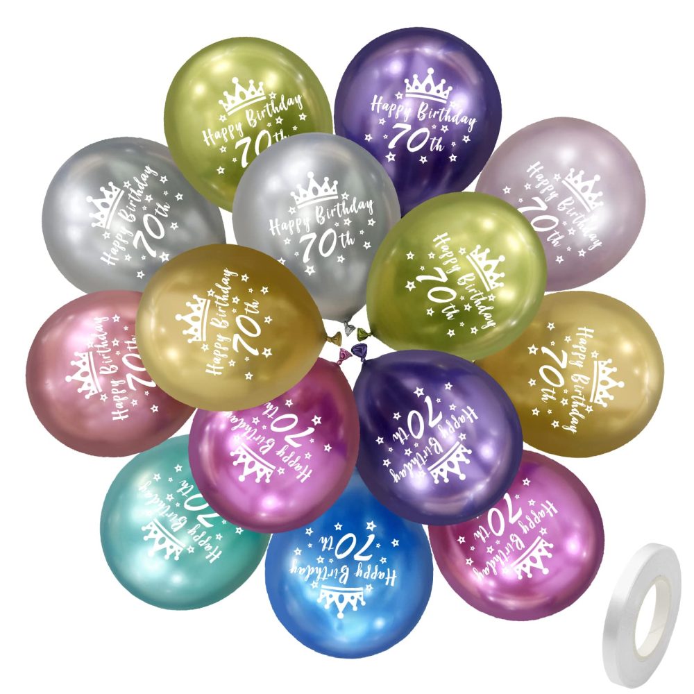 Metallic Happy 70th Birthday Decorations Women Men 70th Birthday Balloons Supplies Chrome Happy 70th Birthday Balloons 12In 20 Pack