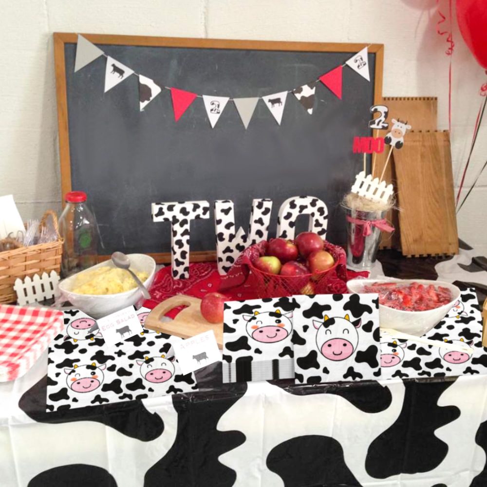 100 Pcs Cow Print Napkins, Cow Party Supplies, Cow Party Table Napkins for Farm Animal Themed Party, Western Theme Kid's Birthday, Baby Shower - Image 4