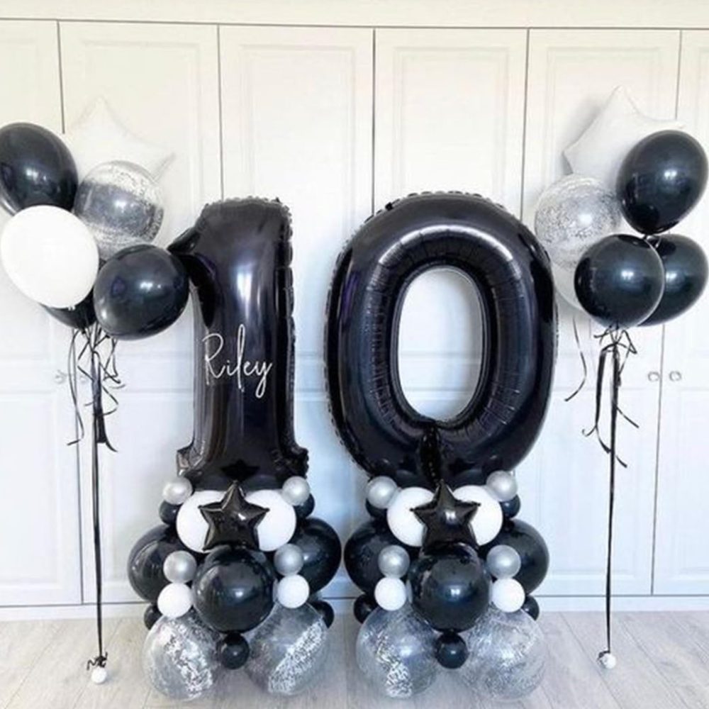 40 Inch Black 21 Number Balloons,Black 2 & 1 Mylar Foil Large Balloons,21 Big Digit Number Balloon for Boys Men 12th 21th Birthday Anniversary Party Supplies - Image 2