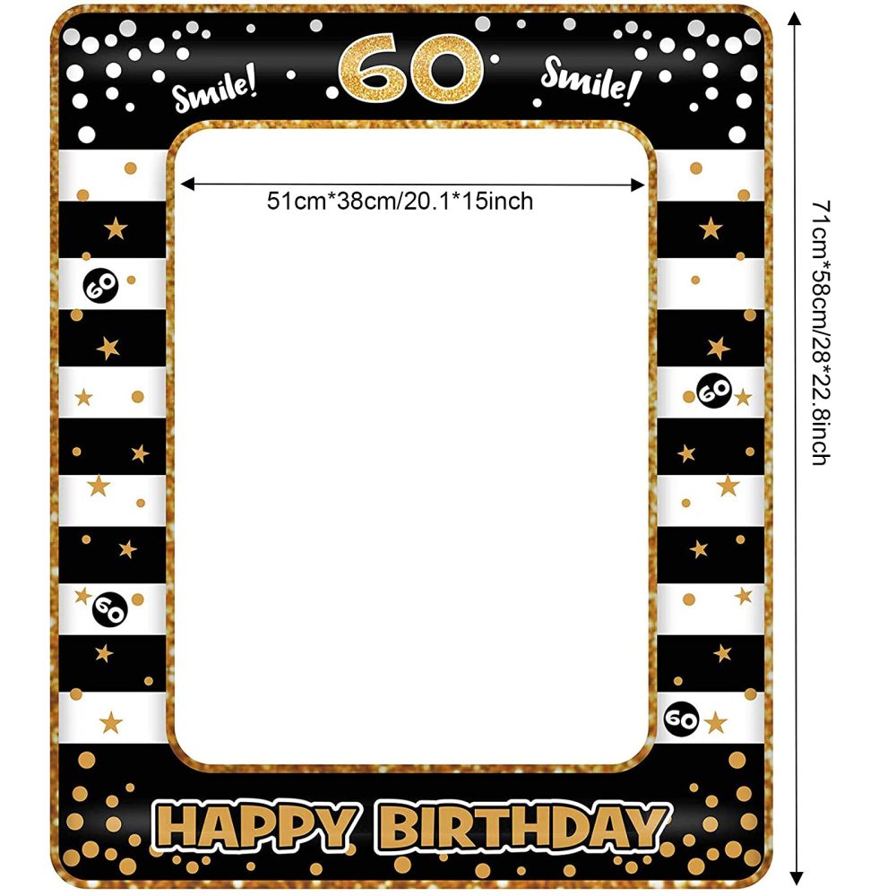 60th Birthday Photo Booth Props,Black Gold Inflatable Selfie Frame Picture Frame,Giant Inflatable Party Photo Booth Frame for 60th Birthday Party Decorations Supplies Men Women Favor Gift - Image 7