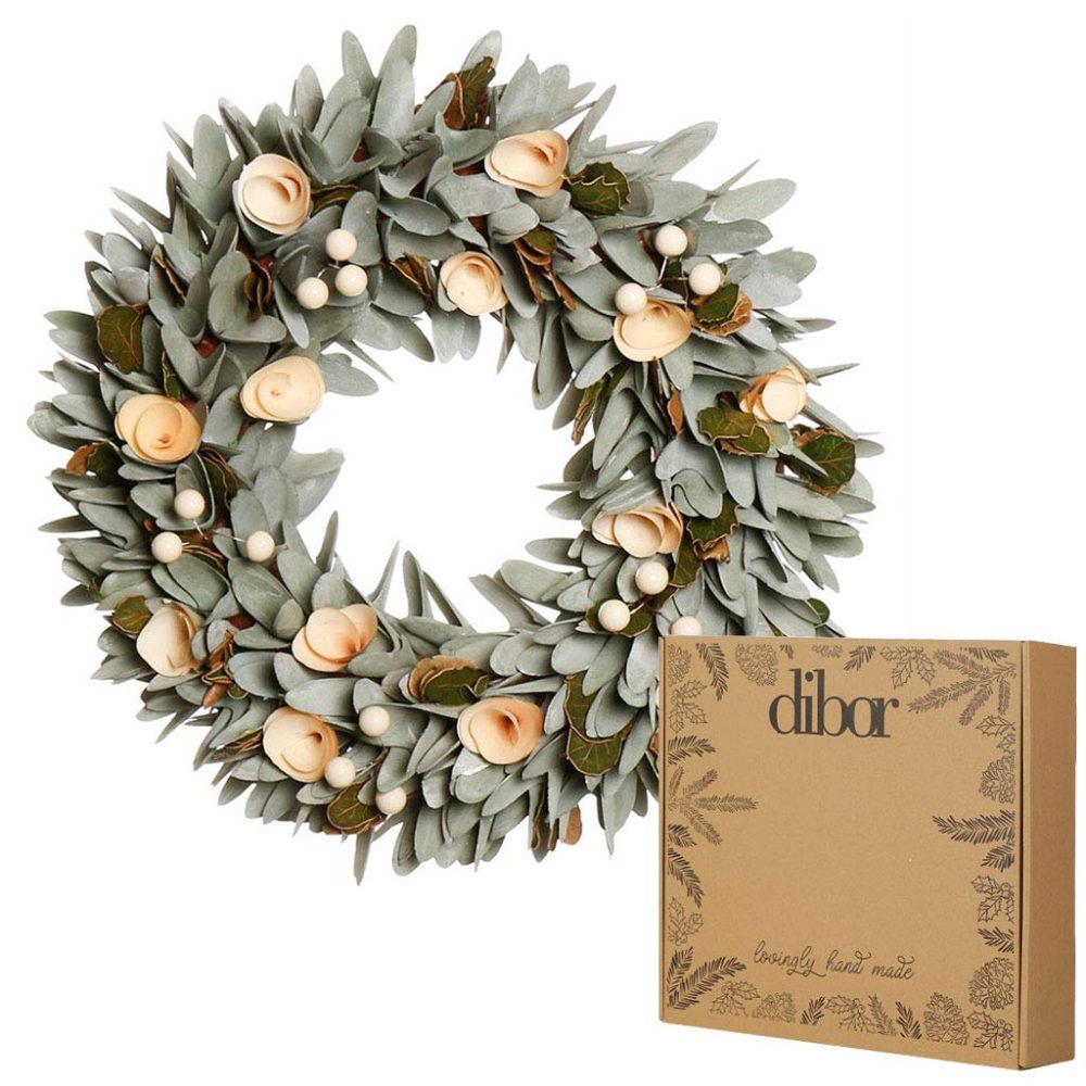 Winter Wreath Large 14" Front Door Wall Hanging Christmas Garland Ornament (Green) - Image 6