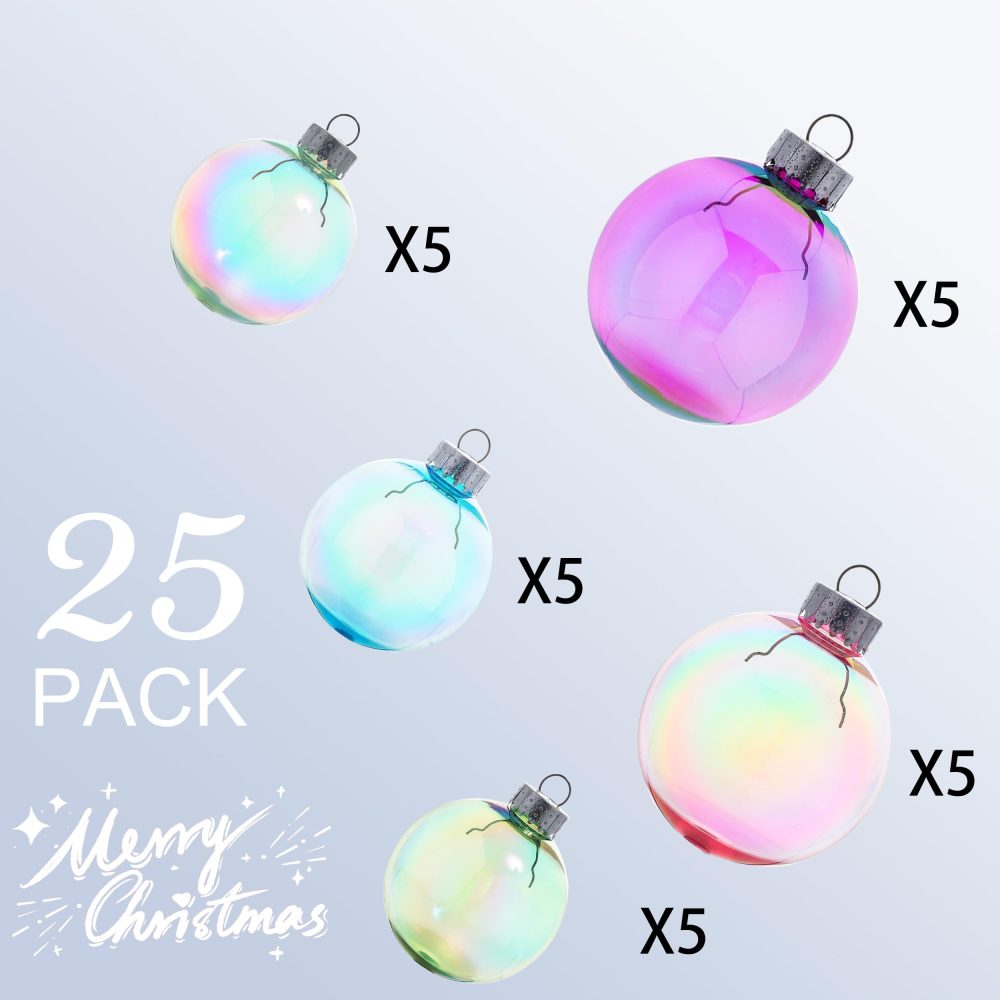 Alyphyly 25Pcs 2.64in Christmas Decoration Balls Shatterproof Colored Transparent Ball for Festival Wedding Home Party Decors Xmas Tree Hanging - Image 3