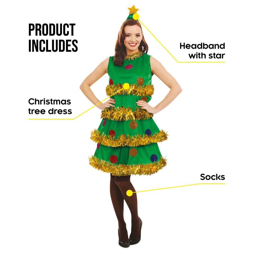 Fun Shack Christmas Tree Fancy Dress for Women, Christmas Tree Costume Adult, Christmas Costumes for Women, Xmas Tree Costume Medium - Image 6
