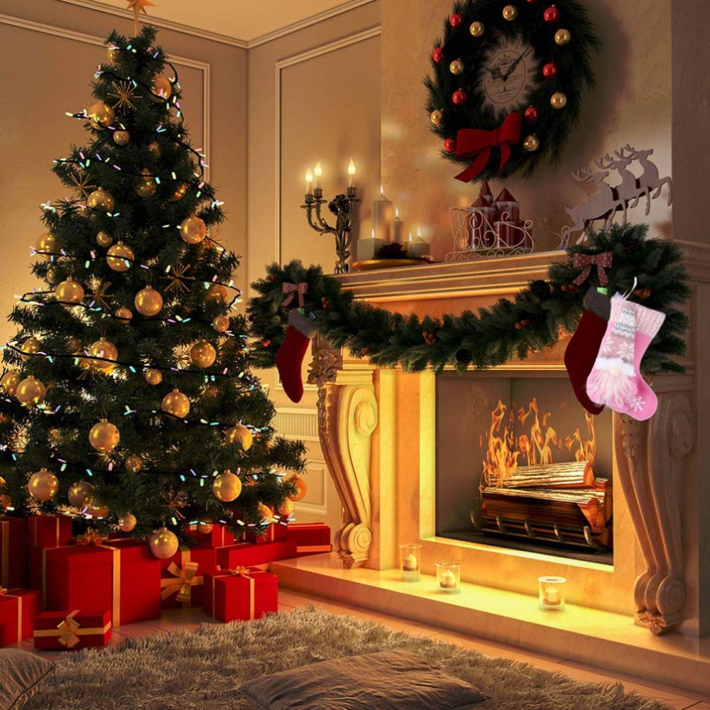2pcs Christmas Stockings Set 3D Large Xmas Stockings Plush Faux Fur Cuff Family Hanging Socks Bag for Xmas Tree Holiday Season Party Decor (Pink) - Image 8
