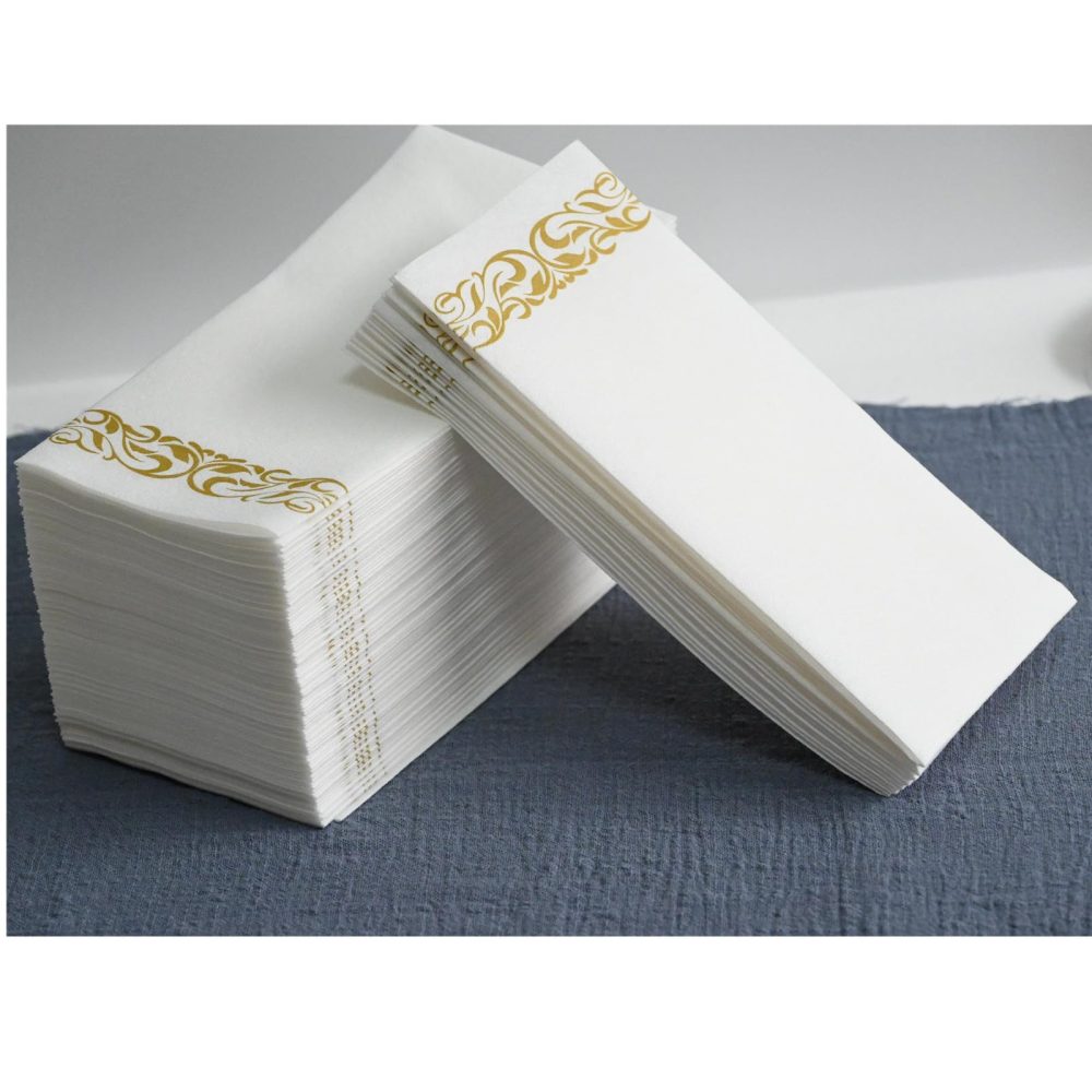 YIDUHAO Gold Napkins,Disposble Cloth Like Napkins, Dinner Napkins,Disposble Hand Towels, Linen-Feel Paper Napkins,12x17inch,Pack of 50 - Image 3